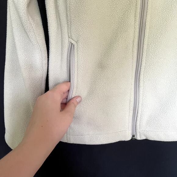 REI cream full zip fleece sweater jacket FLAWS women's size XS with pockets - Picture 5 of 7